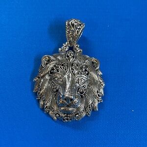 Artisan of Balic Intricate Silver Lion Head Pendant